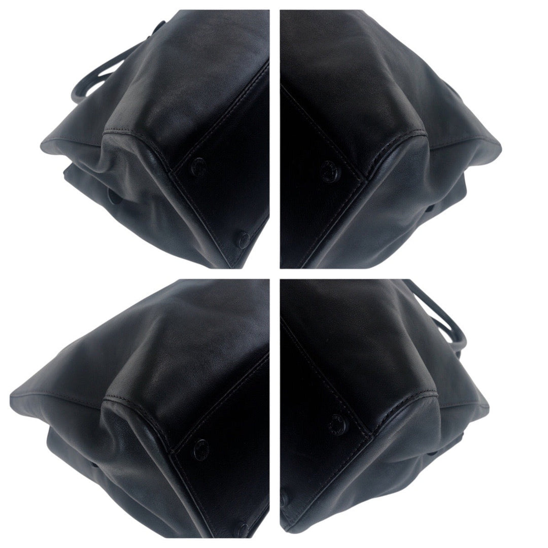 CHANEL Tote Bag leather black COCO Mark Turnlock