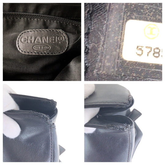 CHANEL Tote Bag leather black COCO Mark Turnlock