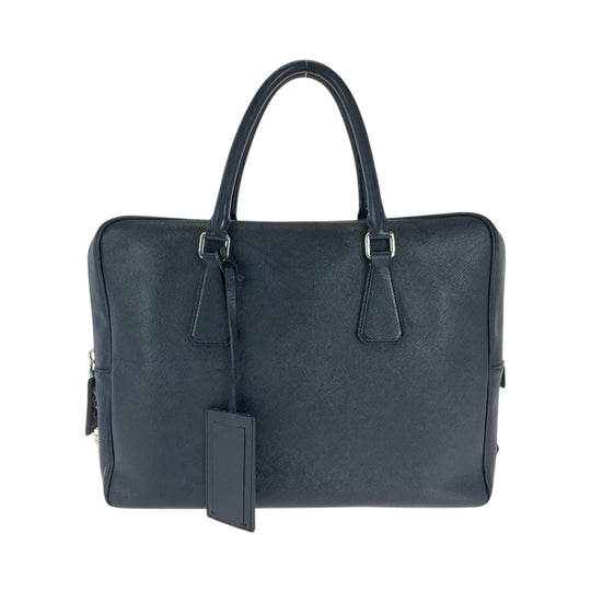 PRADA Business bag leather Navy Safiano Triangle With logo