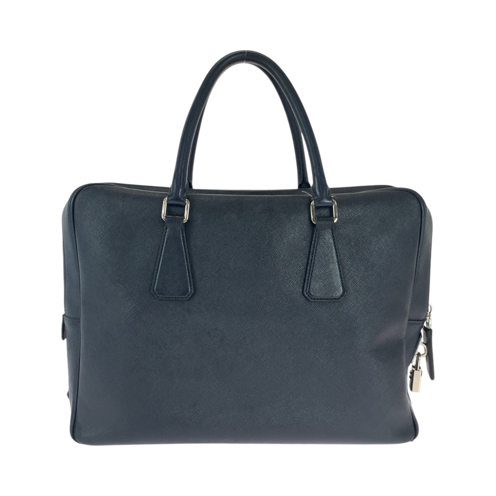 PRADA Business bag leather Navy Safiano Triangle With logo