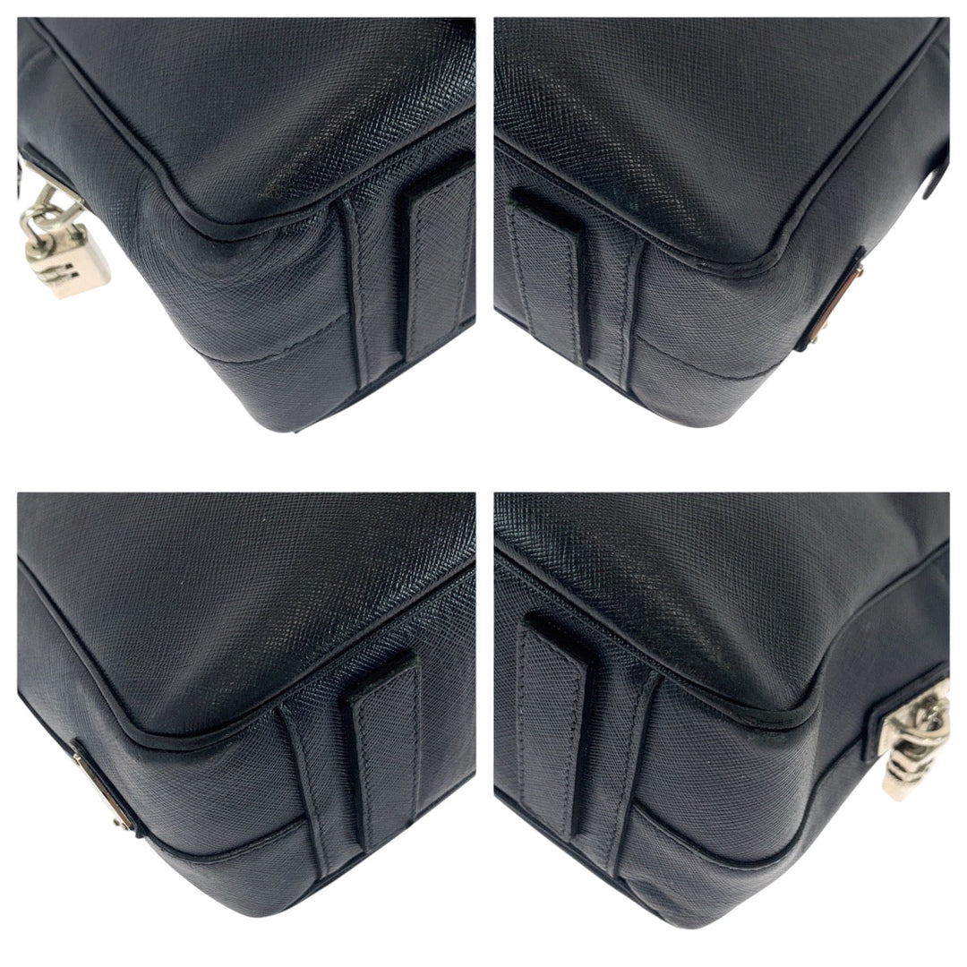 PRADA Business bag leather Navy Safiano Triangle With logo