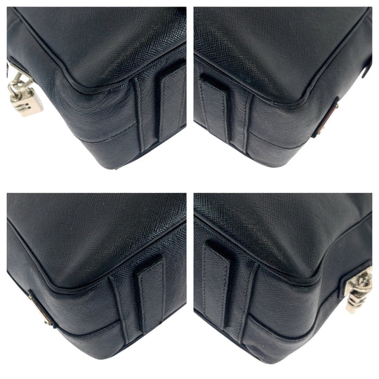 PRADA Business bag leather Navy Safiano Triangle With logo