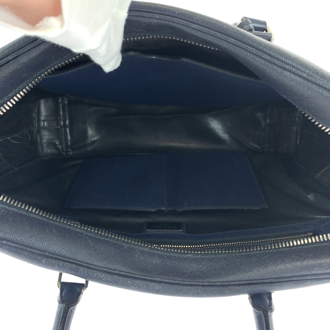 PRADA Business bag leather Navy Safiano Triangle With logo