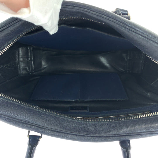 PRADA Business bag leather Navy Safiano Triangle With logo