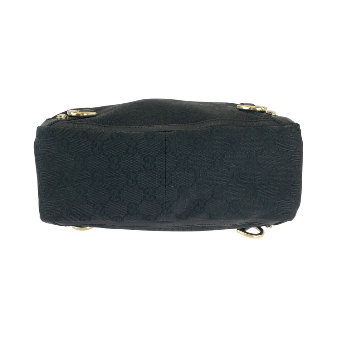 GUCCI Handbag 130739 GG canvas Black GoldMetal Handbag Tote Bag Abbey Women Used Authentic