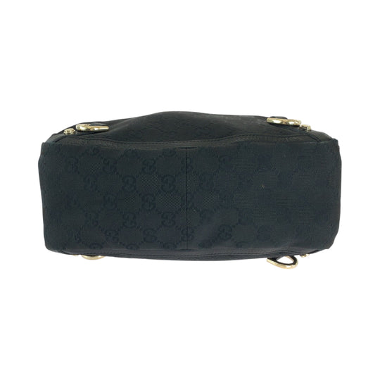GUCCI Handbag 130739 GG canvas Black GoldMetal Handbag Tote Bag Abbey Women Used Authentic