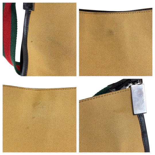 GUCCI Shoulder Bag 001 4321 canvas beige Sherry line Women Used Authentic