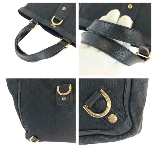 GUCCI Handbag 130739 GG canvas Black GoldMetal Handbag Tote Bag Abbey Women Used Authentic