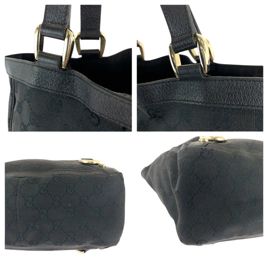 GUCCI Handbag 130739 GG canvas Black GoldMetal Handbag Tote Bag Abbey Women Used Authentic
