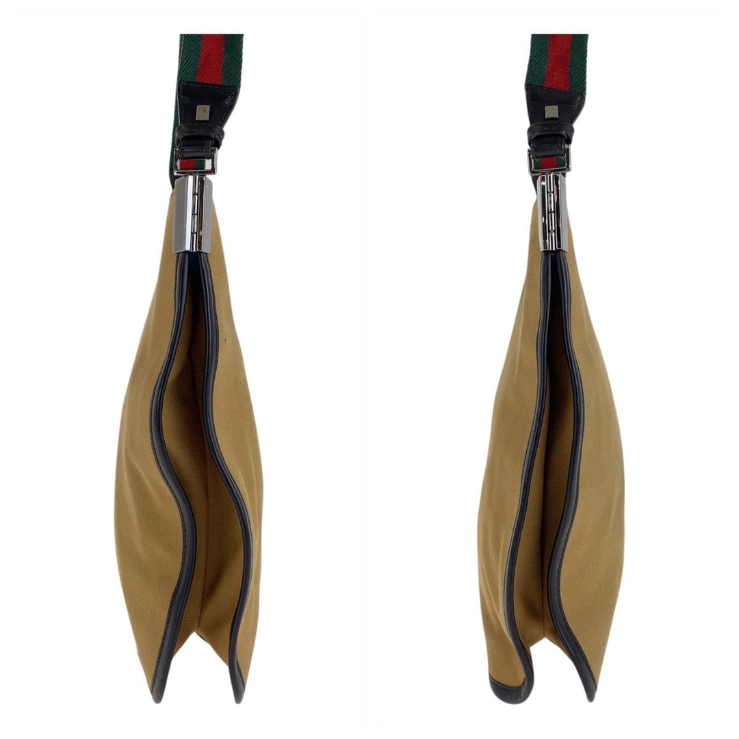 GUCCI Shoulder Bag 001 4321 canvas beige Sherry line Women Used Authentic