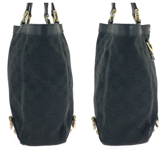 GUCCI Handbag 130739 GG canvas Black GoldMetal Handbag Tote Bag Abbey Women Used Authentic