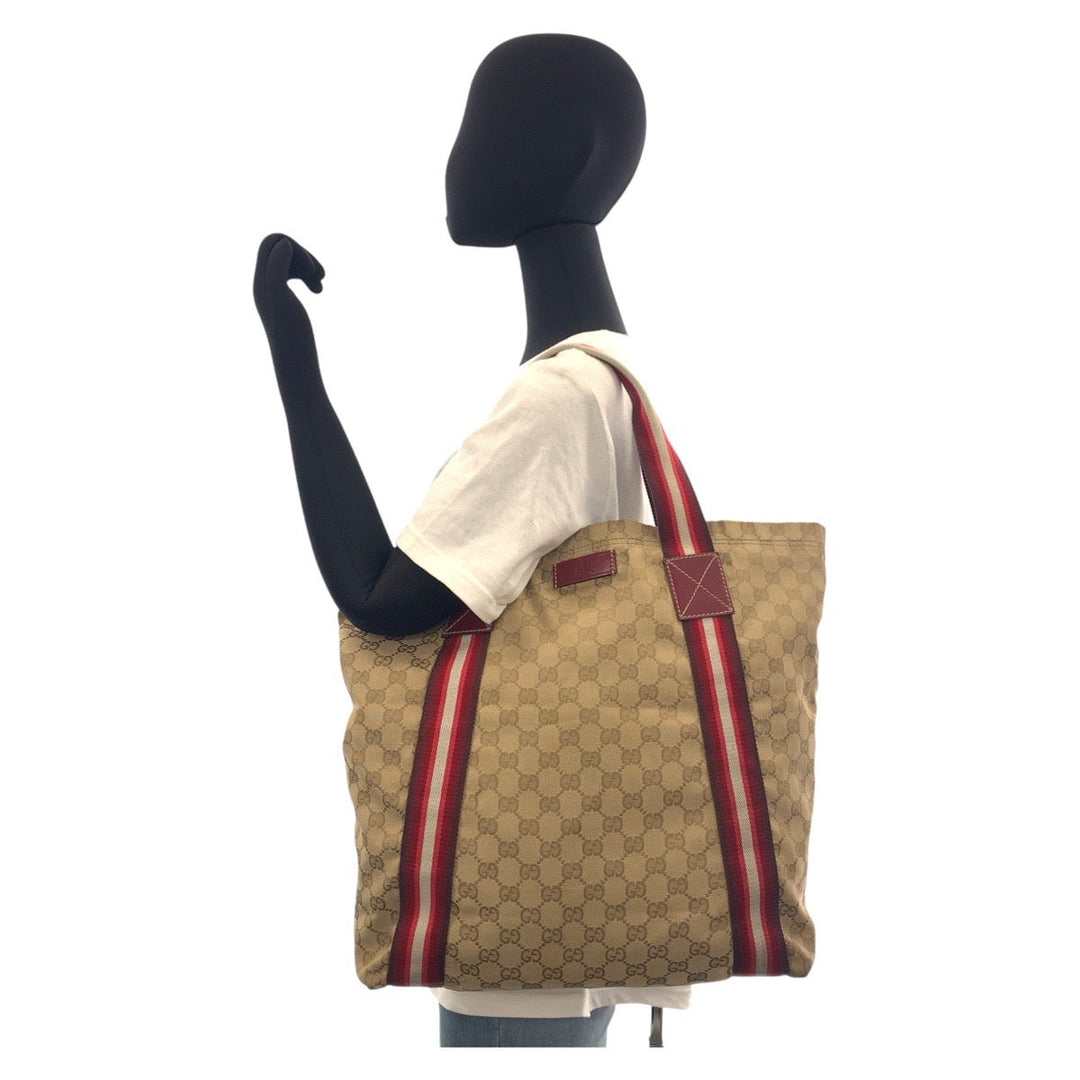 GUCCI Tote Bag 189669 GG canvas Beige pink Sherry line