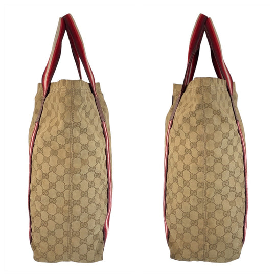 GUCCI Tote Bag 189669 GG canvas Beige pink Sherry line
