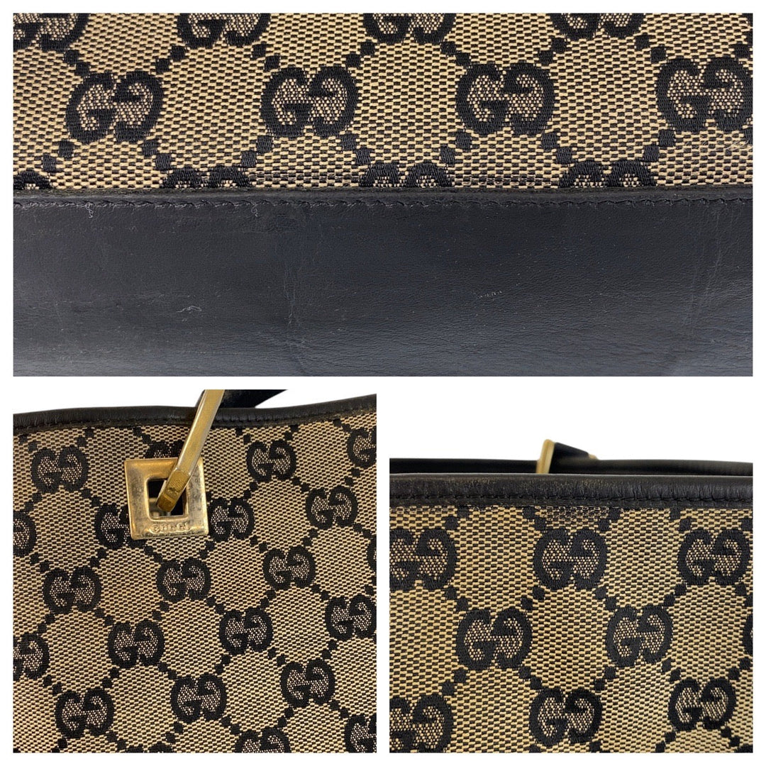 GUCCI Tote Bag 002 1098 GG canvas, leather beige Tote Bag Shoulder Bag Women Used Authentic