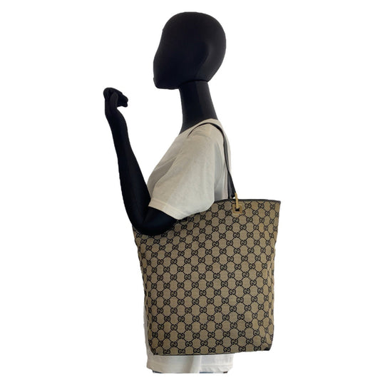 GUCCI Tote Bag 002 1098 GG canvas, leather beige Tote Bag Shoulder Bag Women Used Authentic