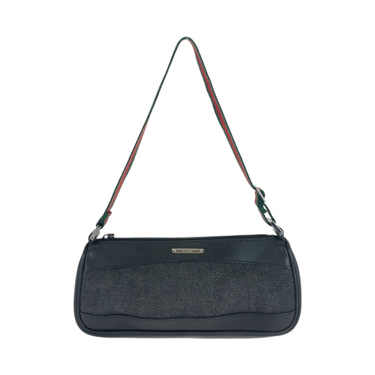 GUCCI Handbag 92320 Canvas, Leather Black SilverMetal Handbag accessory pouch Sherry line Women Used Authentic