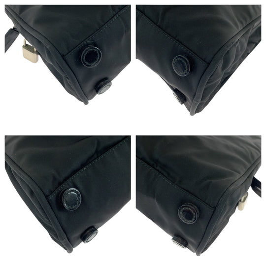 PRADA Handbag B8496 Nylon Black SilverMetal Handbag Tote Bag Test Triangle With logo Women Used Authentic