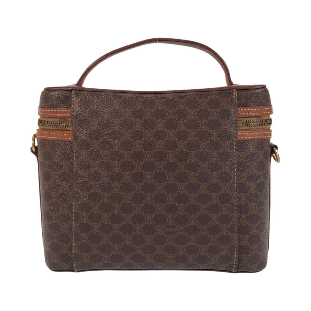 CELINE Shoulder Bag PVC Brown Gold Metal Macadam