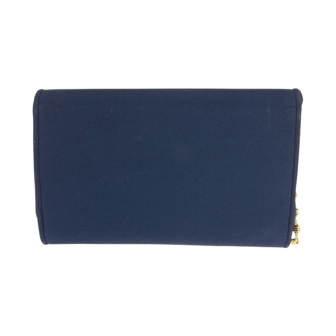 GUCCI Shoulder Bag canvas Navy Gold Metal ChainShoulder Bag Shoulder Old Gucci Women Used Authentic