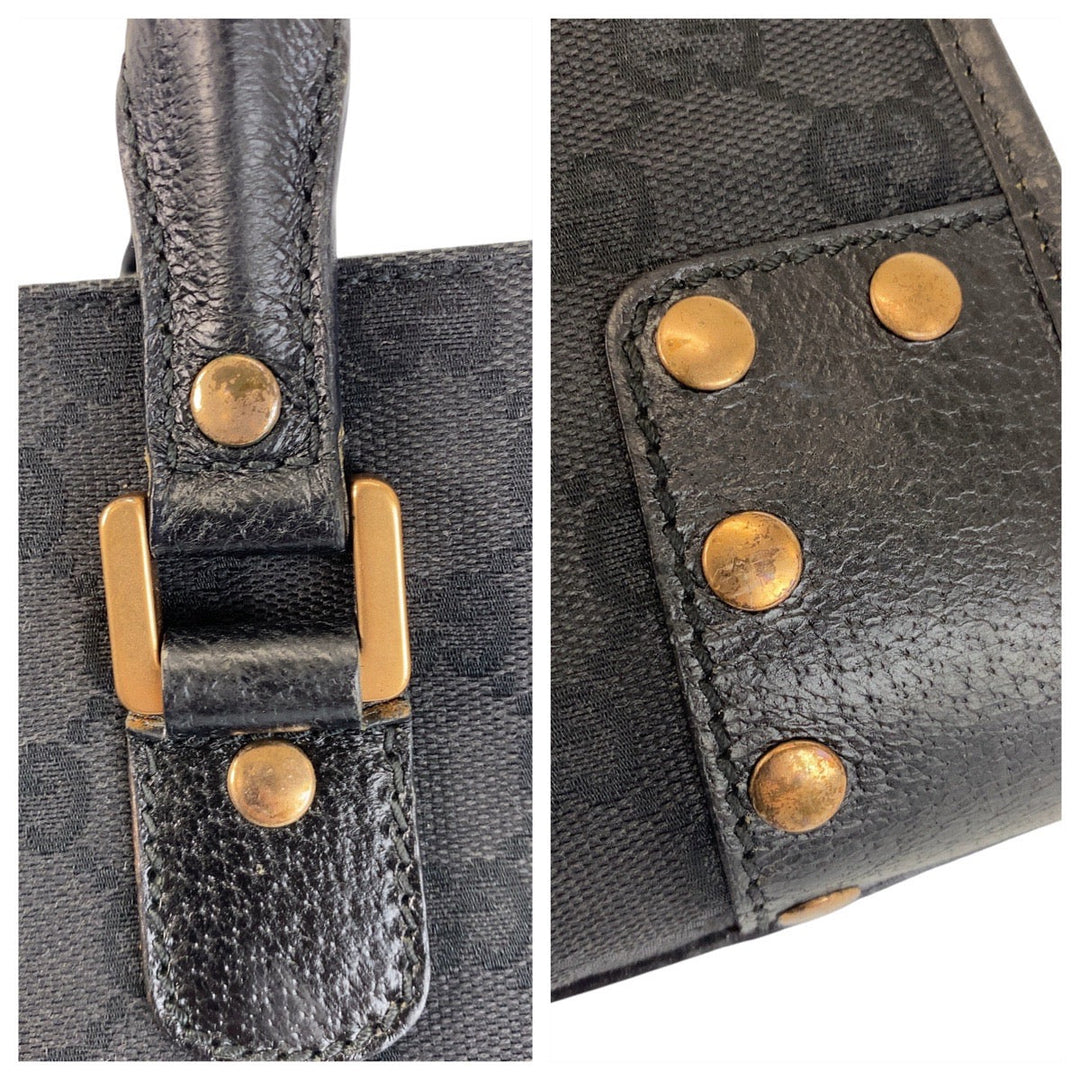 GUCCI Tote Bag 124260 GG canvas Black GoldMetal