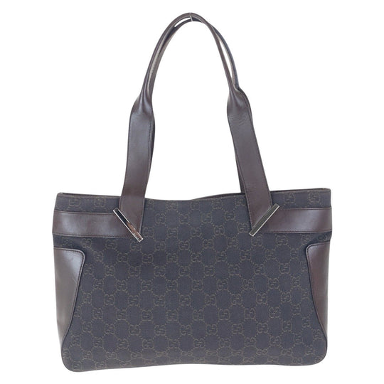 GUCCI Tote Bag 73983 GG canvas, leather Brown Tote Bag Shoulder Bag Women Used Authentic