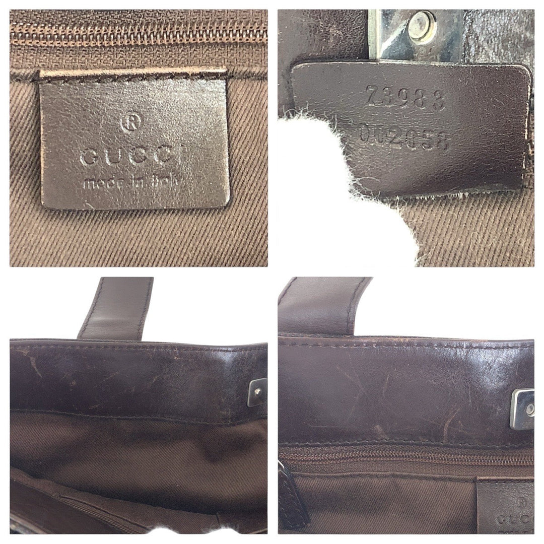 GUCCI Tote Bag 73983 GG canvas, leather Brown Tote Bag Shoulder Bag Women Used Authentic