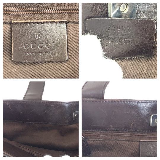 GUCCI Tote Bag 73983 GG canvas, leather Brown Tote Bag Shoulder Bag Women Used Authentic