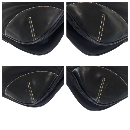 PRADA Shoulder Bag Nylon, Leather Black SilverMetal Shoulder Bag pochette Test Triangle With logo Women(Unisex) Used Authentic