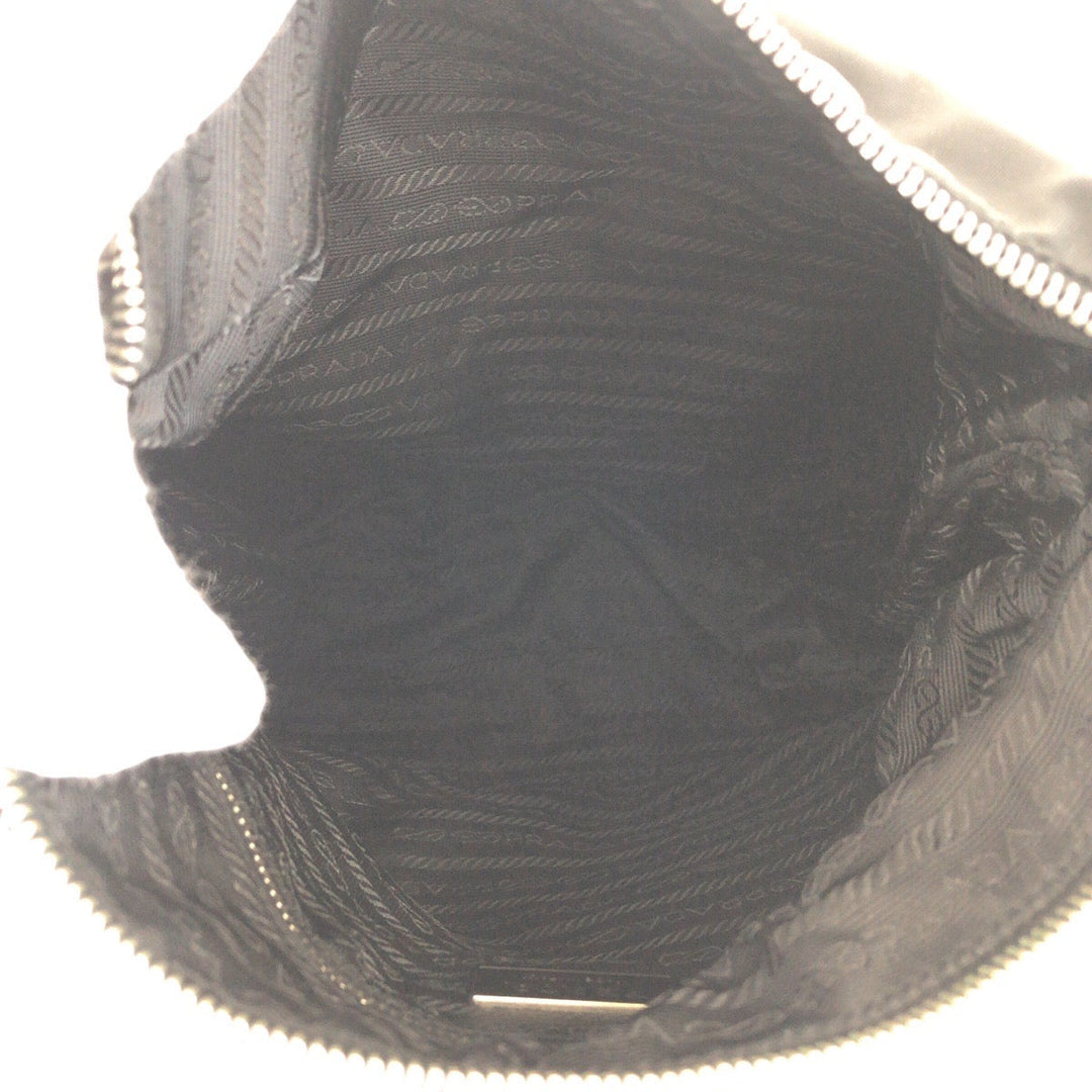 PRADA Shoulder Bag Nylon, Leather Black SilverMetal Shoulder Bag pochette Test Triangle With logo Women(Unisex) Used Authentic