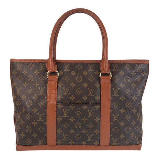 LOUIS VUITTON Tote Bag M42425 PVC, Leather Brown Gold Metal Tote Bag Shoulder Bag Monogram Weekend PM Women Used Authentic