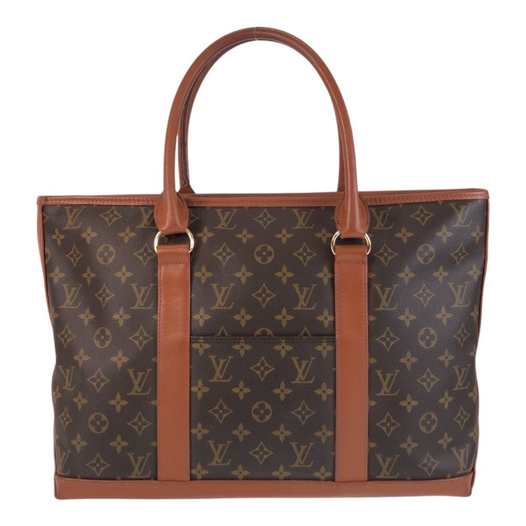 LOUIS VUITTON Tote Bag M42425 PVC, Leather Brown Gold Metal Tote Bag Shoulder Bag Monogram Weekend PM Women Used Authentic