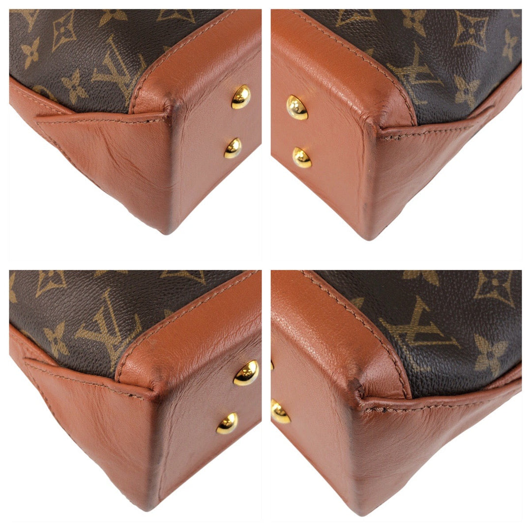 LOUIS VUITTON Tote Bag M42425 PVC, Leather Brown Gold Metal Tote Bag Shoulder Bag Monogram Weekend PM Women Used Authentic