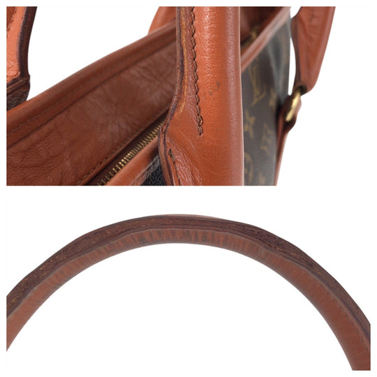 LOUIS VUITTON Tote Bag M42425 PVC, Leather Brown Gold Metal Tote Bag Shoulder Bag Monogram Weekend PM Women Used Authentic