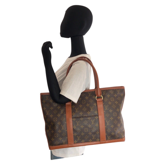 LOUIS VUITTON Tote Bag M42425 PVC, Leather Brown Gold Metal Tote Bag Shoulder Bag Monogram Weekend PM Women Used Authentic