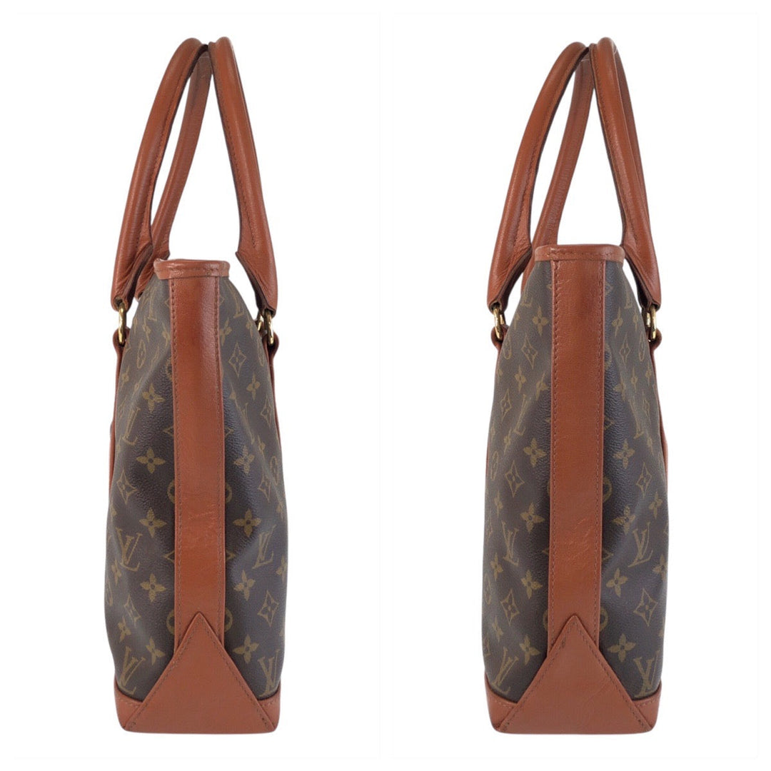 LOUIS VUITTON Tote Bag M42425 PVC, Leather Brown Gold Metal Tote Bag Shoulder Bag Monogram Weekend PM Women Used Authentic