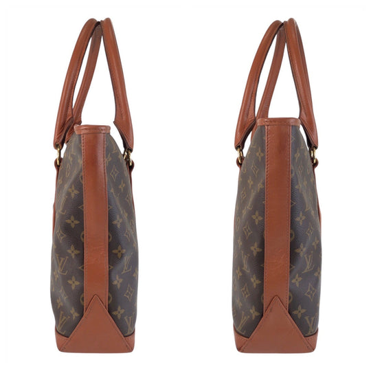 LOUIS VUITTON Tote Bag M42425 PVC, Leather Brown Gold Metal Tote Bag Shoulder Bag Monogram Weekend PM Women Used Authentic