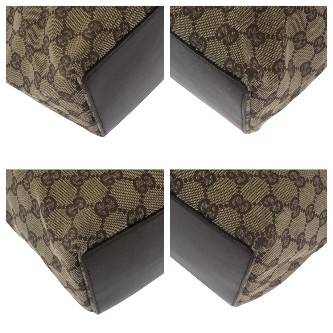 GUCCI Tote Bag 31243 GG canvas Brown Beige SilverMetal