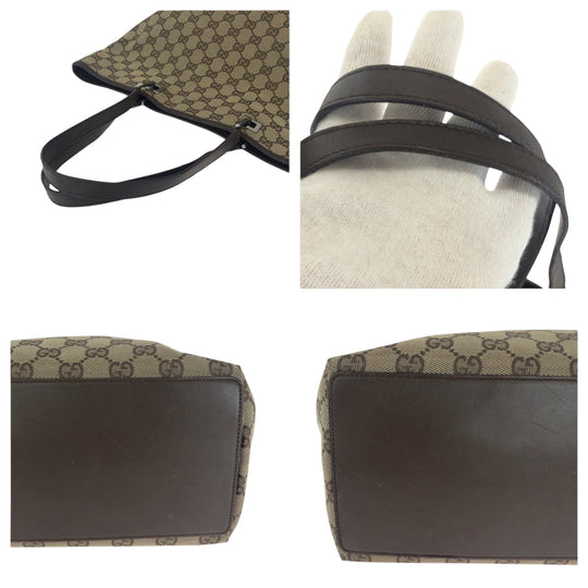 GUCCI Tote Bag 31243 GG canvas Brown Beige SilverMetal