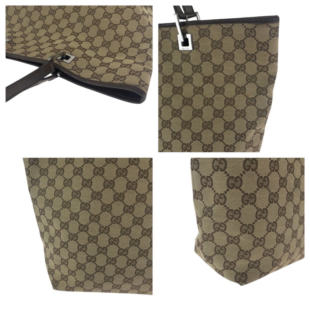 GUCCI Tote Bag 31243 GG canvas Brown Beige SilverMetal