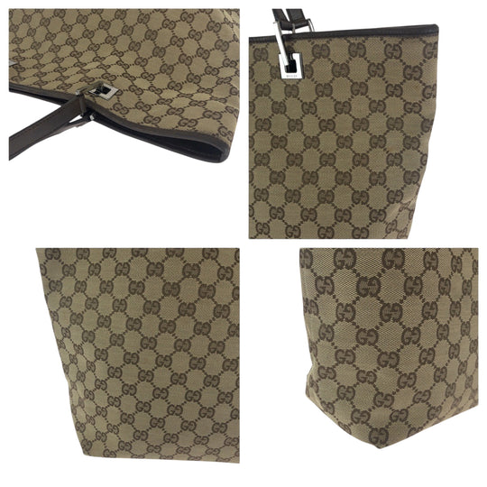 GUCCI Tote Bag 31243 GG canvas Brown Beige SilverMetal