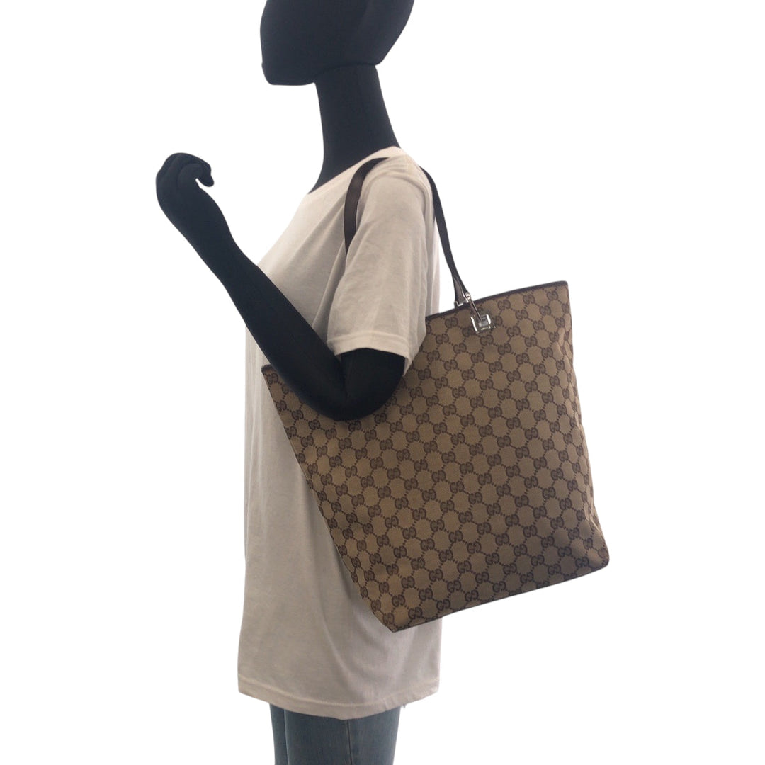 GUCCI Tote Bag 31243 GG canvas Brown Beige SilverMetal