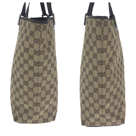 GUCCI Tote Bag 31243 GG canvas Brown Beige SilverMetal