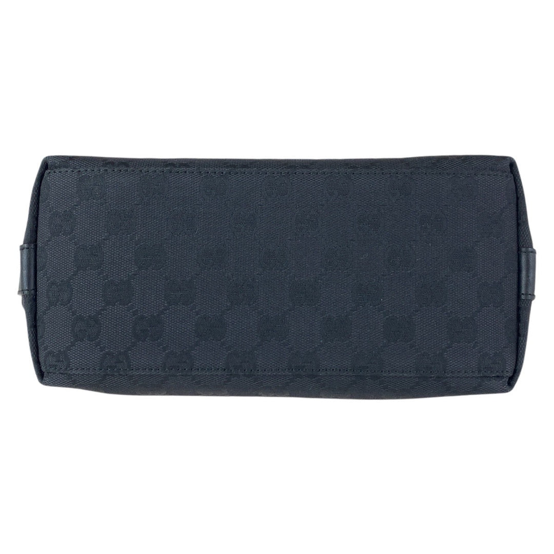 GUCCI Shoulder Bag 000 0602 GG canvas, leather Black SilverMetal Hobo Shoulder Bag Women Used Authentic