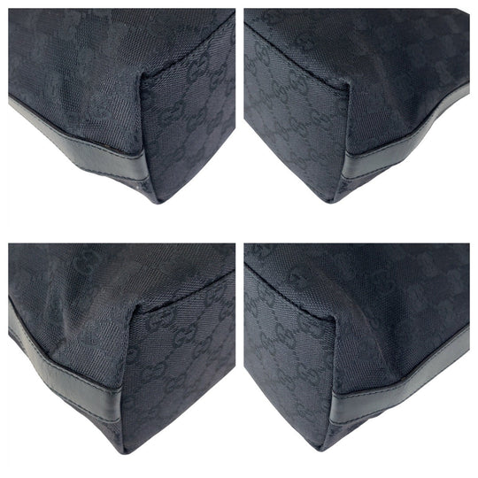 GUCCI Shoulder Bag 000 0602 GG canvas, leather Black SilverMetal Hobo Shoulder Bag Women Used Authentic