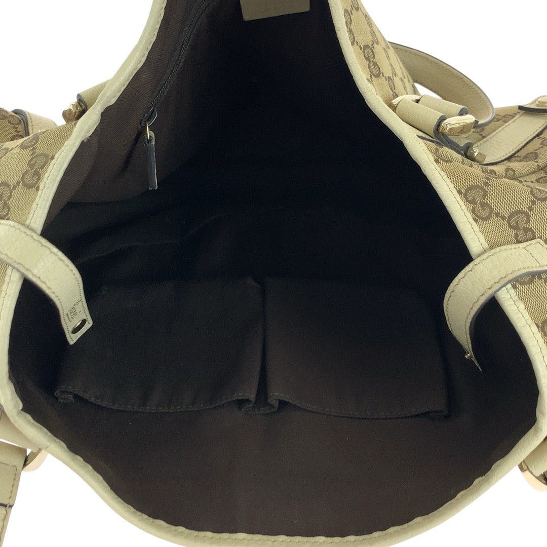 GUCCI Tote Bag 130736 GG canvas beige Tote Bag Handbag Shoulder Bag Women Used Authentic