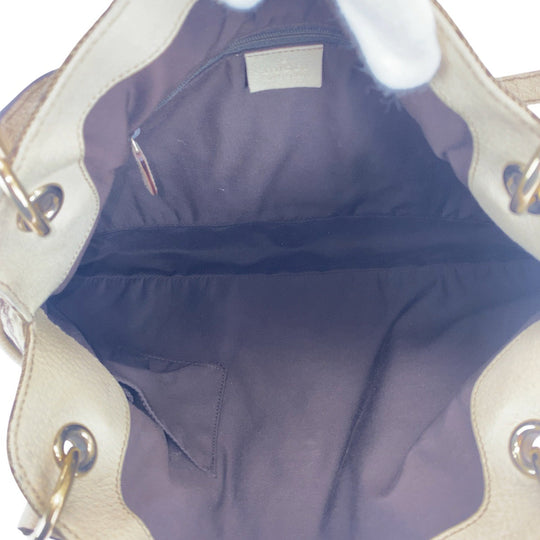 GUCCI Tote Bag GG canvas, leather Beige Ivory Gold Metal Tote Bag Shoulder Bag Women Used Authentic
