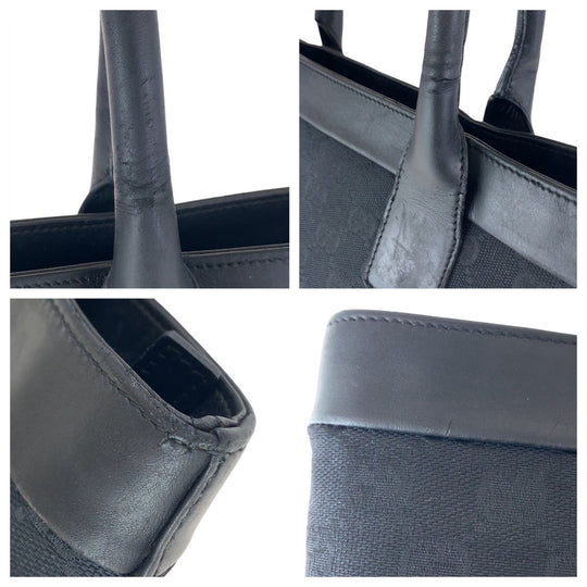 GUCCI Tote Bag 33890 GG canvas, leather Black black Tote Bag Shoulder Bag Women Used Authentic