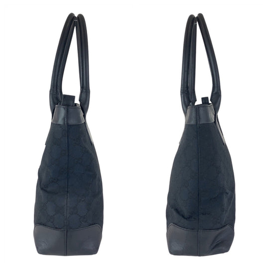 GUCCI Tote Bag 33890 GG canvas, leather Black black Tote Bag Shoulder Bag Women Used Authentic