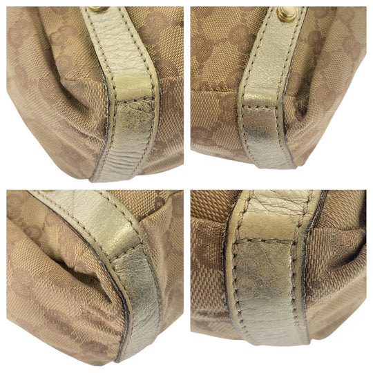 GUCCI Shoulder Bag 130730 GG canvas, leather Beige Gold Metal Abbey Women Used Authentic