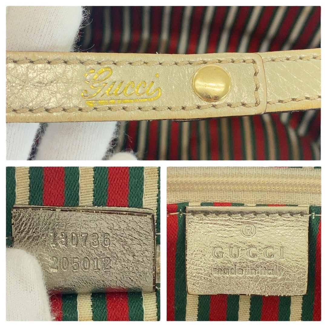 GUCCI Shoulder Bag 130730 GG canvas, leather Beige Gold Metal Abbey Women Used Authentic